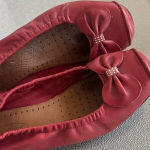 Italian Leather Red Bow Flats